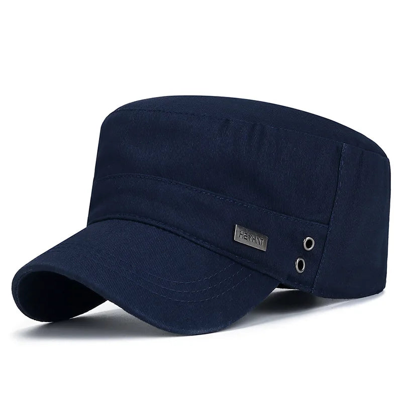 Unisex Vintage Cotton Snapback Cap - Adjustable Flat Top Hat for Outdoor Activities