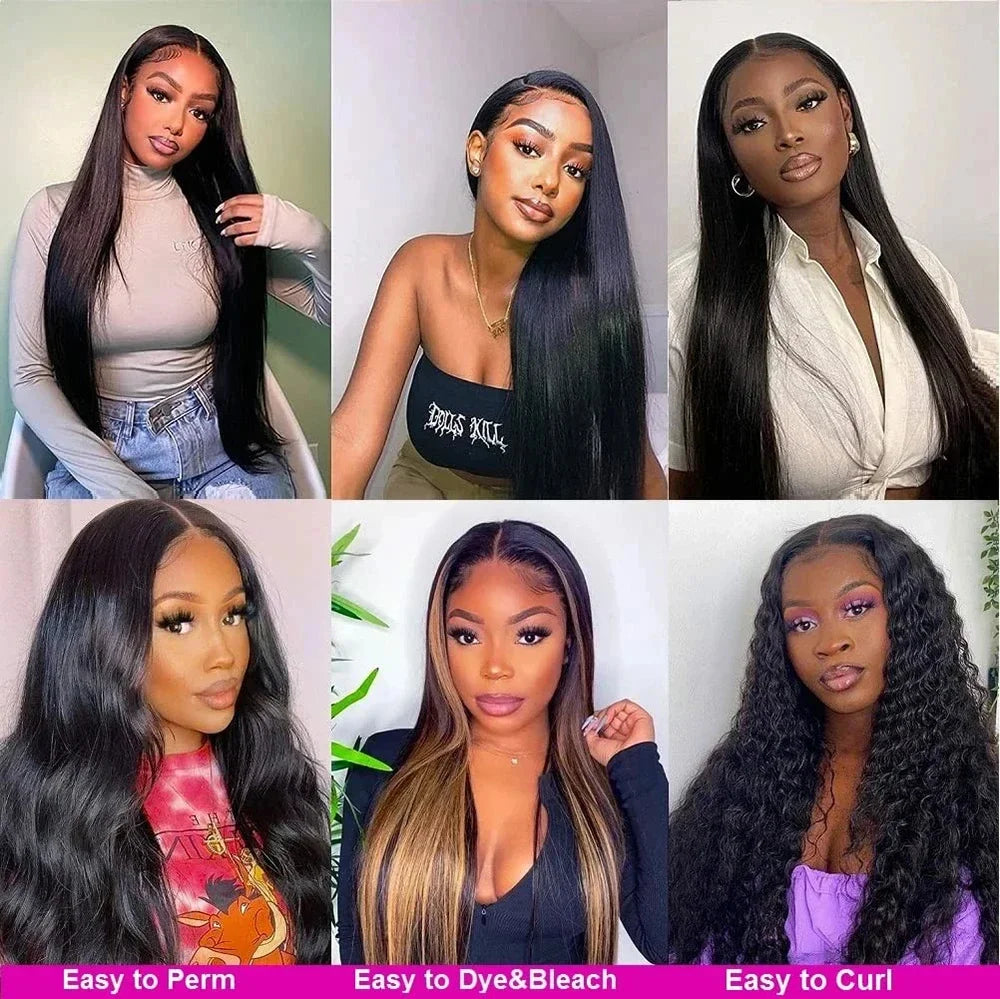 Premium 13x4 & 13x6 HD Straight Lace Frontal Wigs - 30 to 40 Inch Brazilian Human Hair for Women