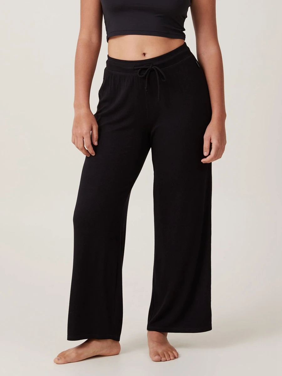 High-Waisted Wide-Leg Women's Lounge Pants - Comfy Casual Pajama Bottoms with Drawstring