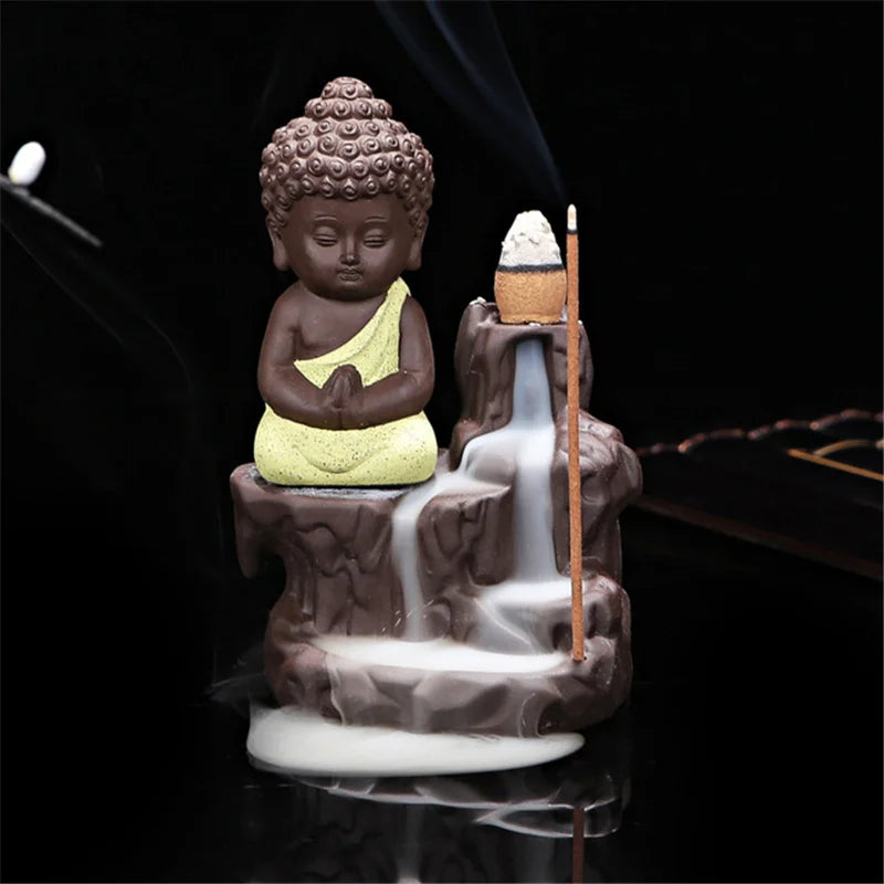 The Little Monk Censer - Creative Home Decor Small Buddha Incense Holder, Backflow Incense Burner for Use in Home and Teahouse