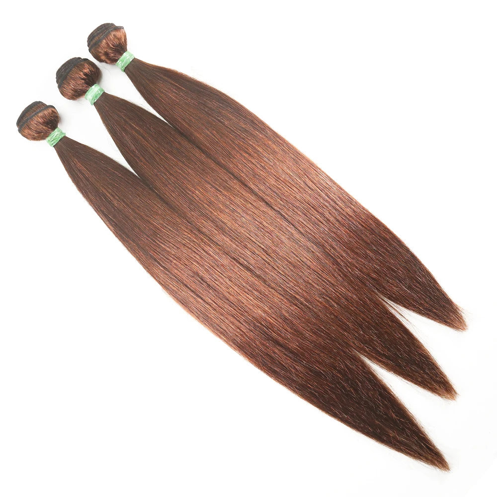 Geeta Brown Brazilian Straight Hair Bundles with Closure - 100% Human Hair Weave #4