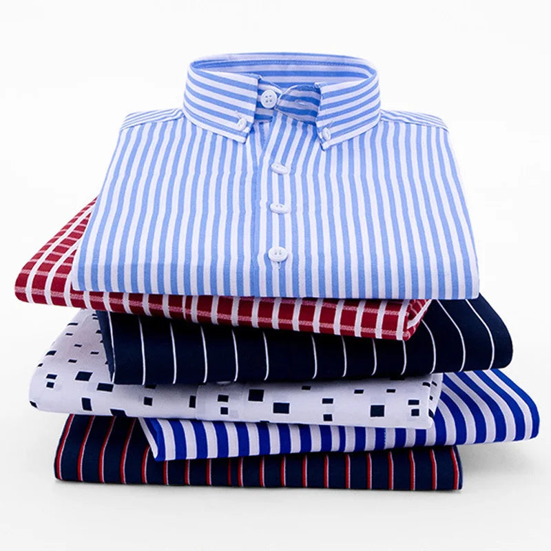 Premium Striped Long Sleeve Formal Shirt for Big and Tall Men - Spring/Summer Collection