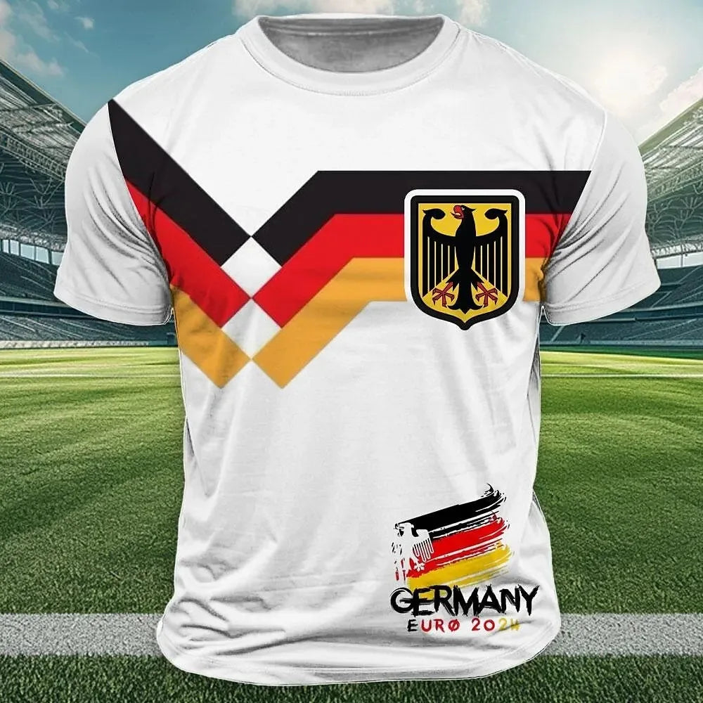 Germany Pride Flag Short Sleeve Tee - Casual Summer Sportswear for Men