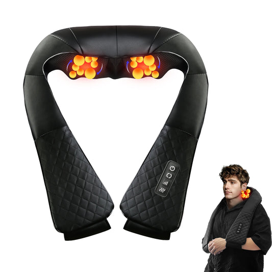 4D Heating Neck and Shoulder Massager for Deep Tissue Relief – Perfect for Home, Car, and Halloween Gifts