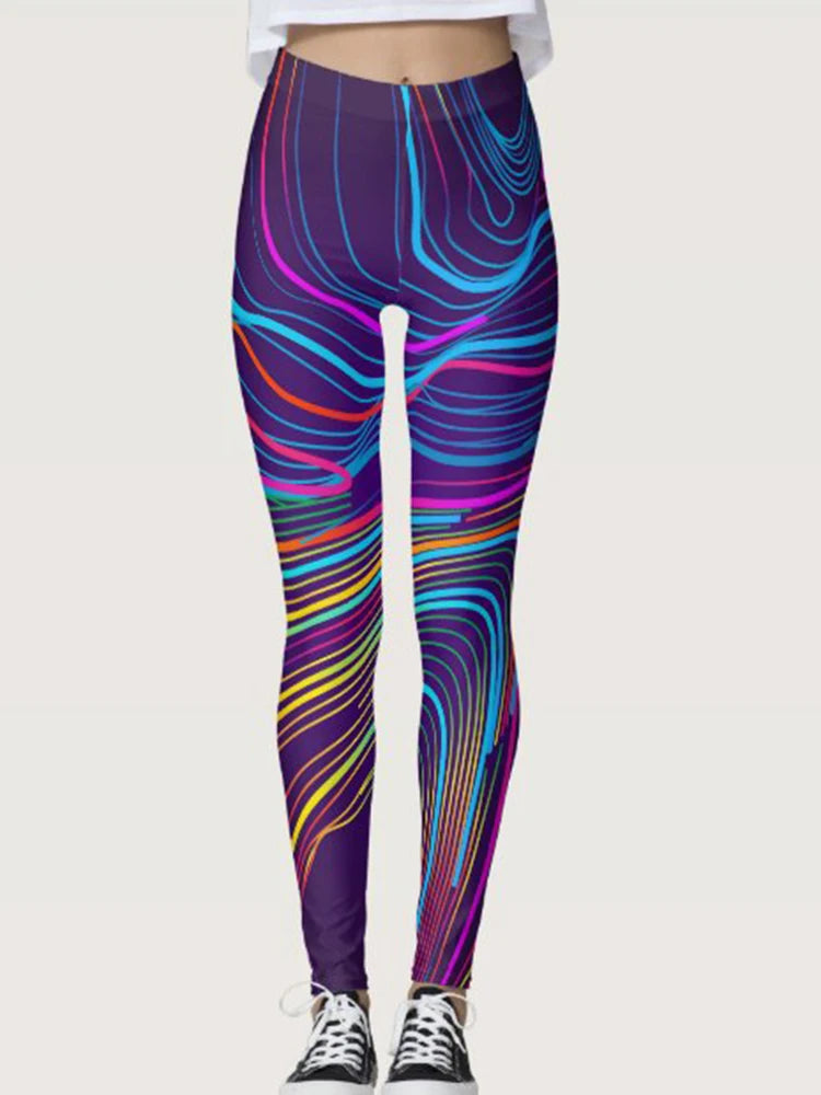 Women's High-Waisted Digital Print Fitness Leggings for Active Lifestyle