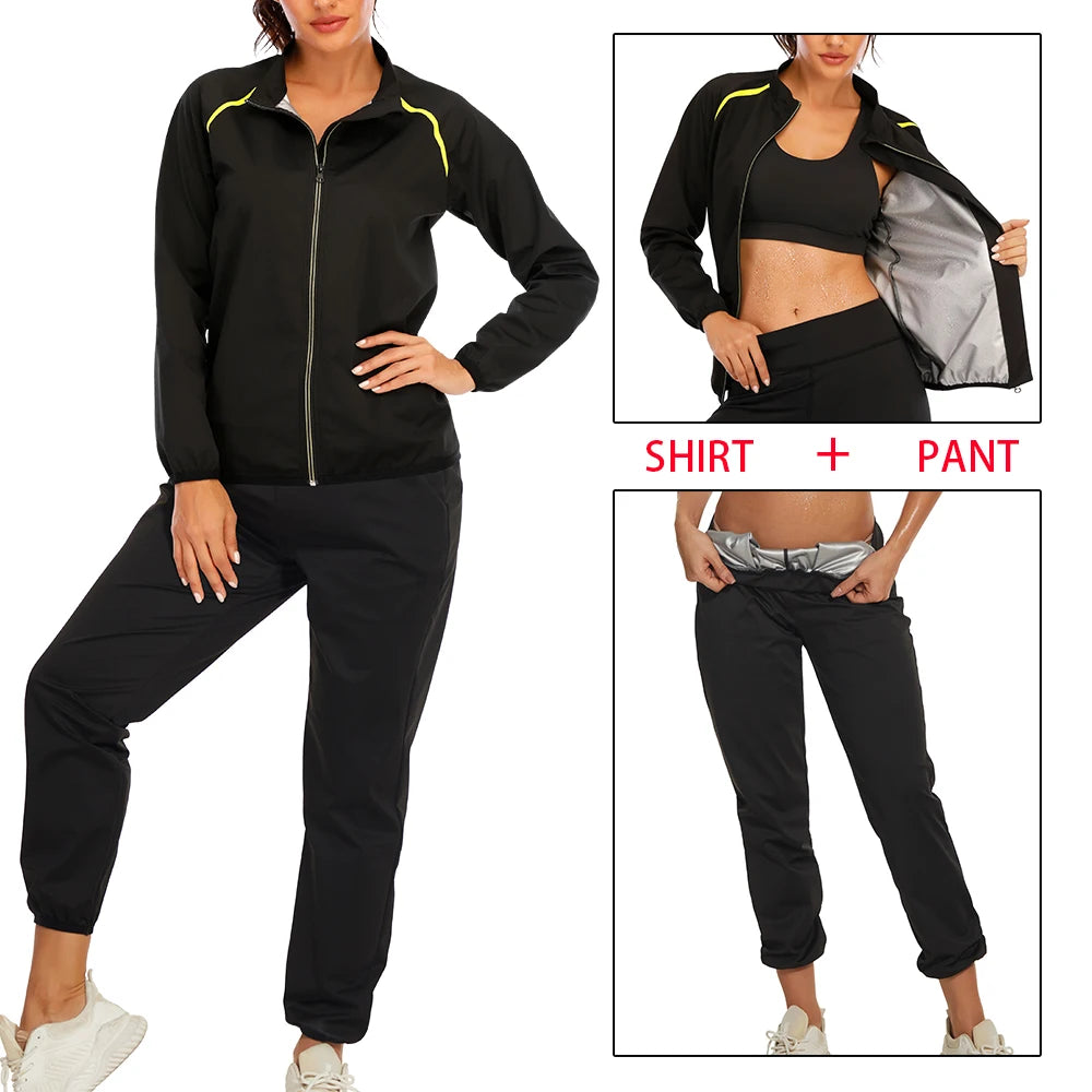 SEXYWG Women's Thermo Fitness Suit - Sweat-Inducing Gym Wear for Weight Loss and Body Shaping