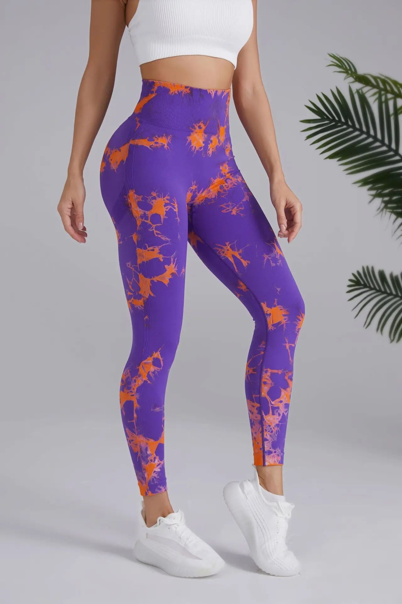 Women’s High-Elastic Bicolor Tie Dye Seamless Leggings for Gym and Yoga - Push Up Butt Design, Breathable Workout Tights