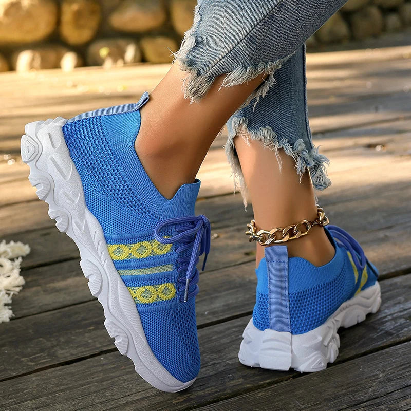 Vibrant Multi-Color Lace-Up Women's Thick Platform Sneakers for Ultimate Comfort and Style