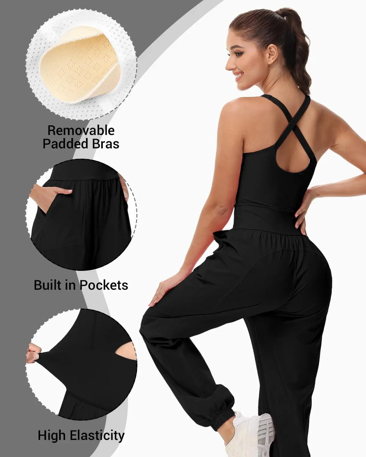 Womens Workout Flare Jumpsuit Backless Yoga Romper Scrunch Butt One Piece Bodysuit Leggings Open Back Gym Bodycorn