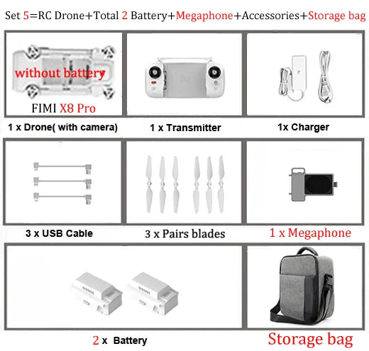 FIMI X8 Pro 4K HD Camera Drone with 3-Axis Gimbal and Smart Obstacle Avoidance for Aerial Photography