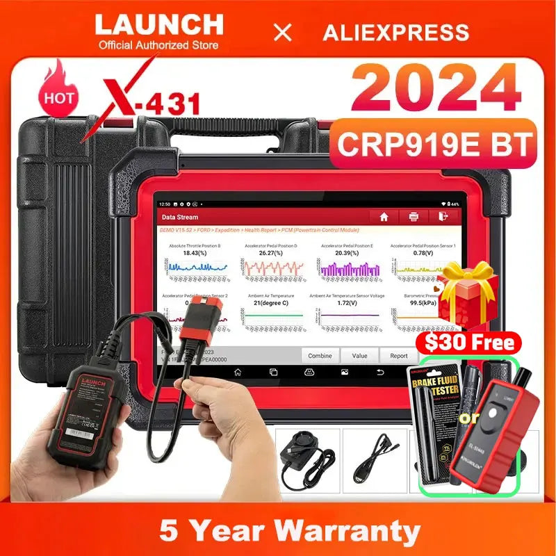 2024 LAUNCH X431 CRP919E BT OBD2 Scanner - Advanced Bidirectional Diagnostic Tool with CAN FD/DoIP Support and Bluetooth Connectivity