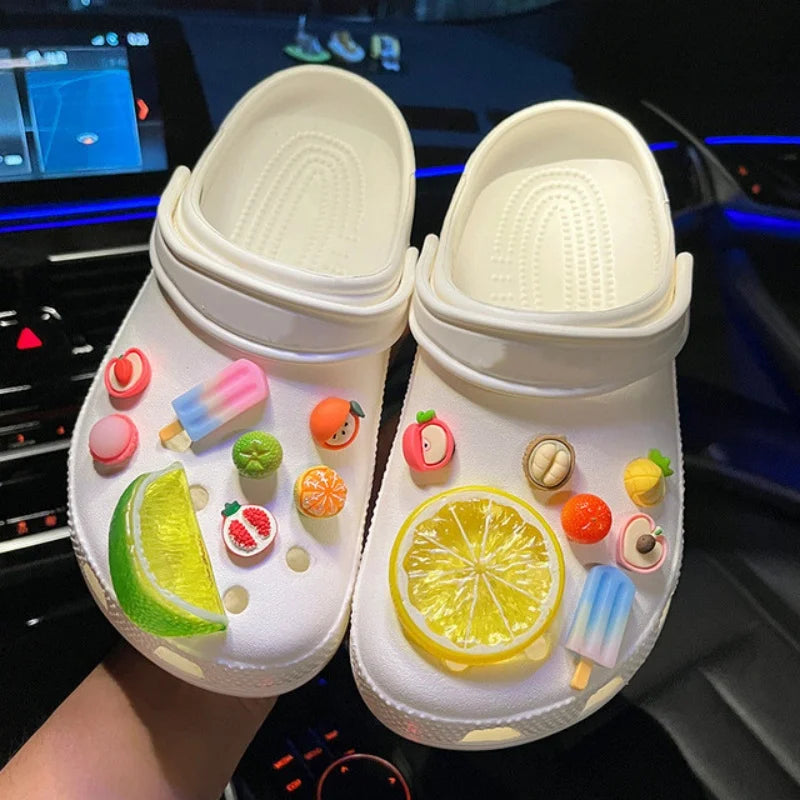 Cute 2024 Lemon-Themed Shoe Charms for JIBS Clogs - Fun DIY Accessories for Kids and Adults