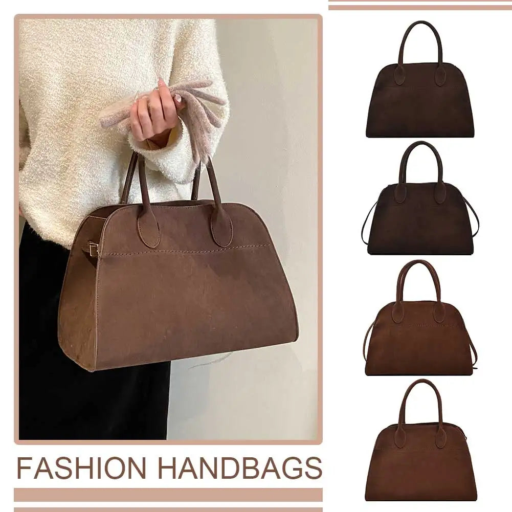 Chic Suede Tote Bag for Women - Stylish Shoulder and Crossbody Handbag, Trendy Fashion Designer Satchel