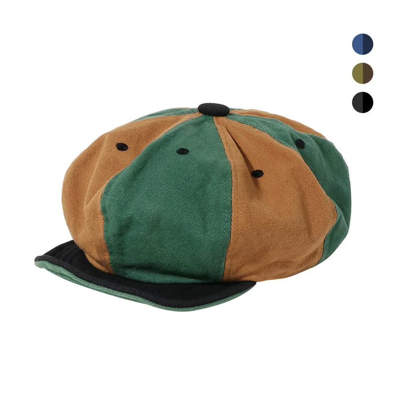 Unisex 8-Panel Cotton Newsboy Caps - Stylish Octagonal Beret Hats for Men and Women