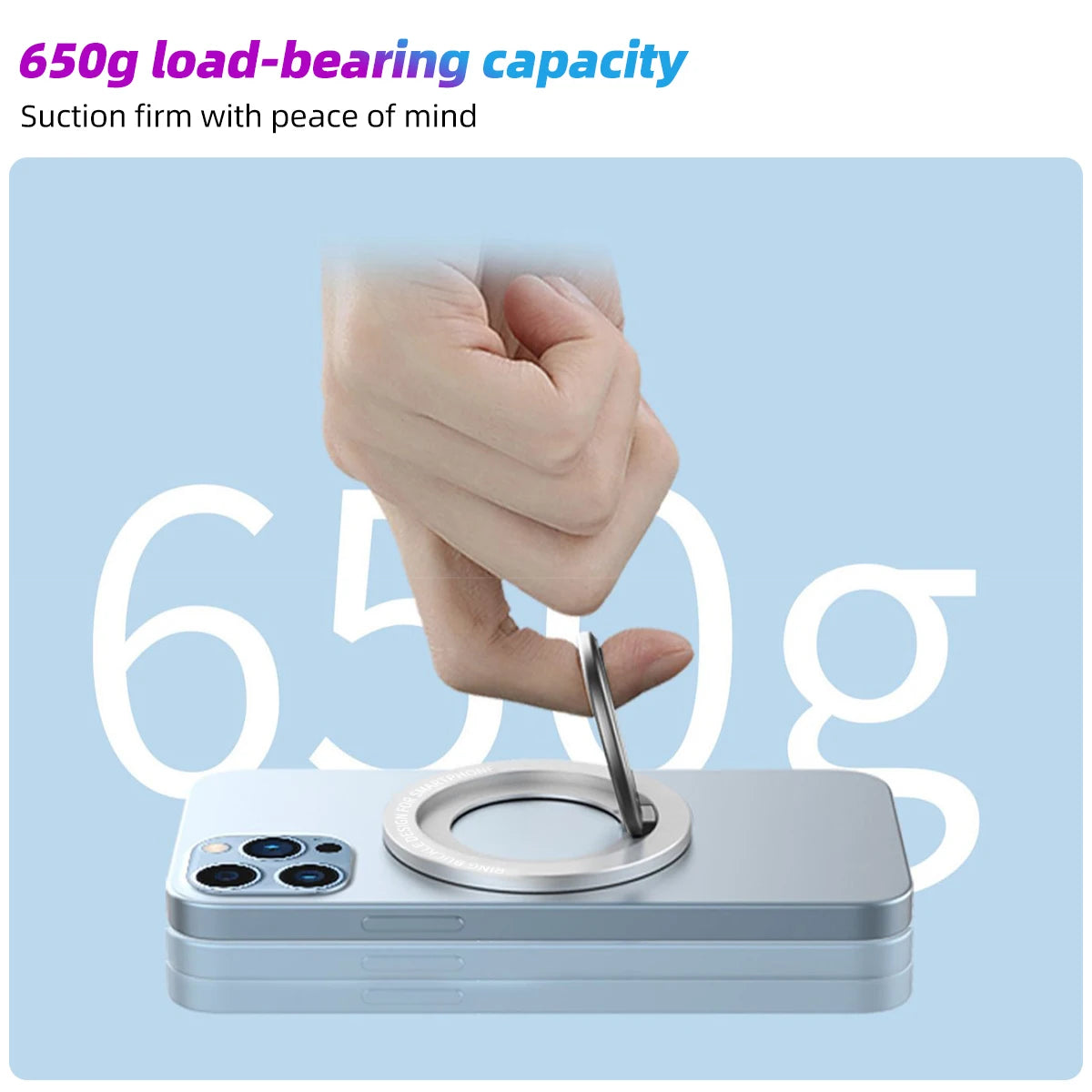 ANMONE MagSafe-Compatible Magnetic Phone Ring Holder for iPhone 12, 13, 14 Series - Removable Grip & Kickstand Accessory