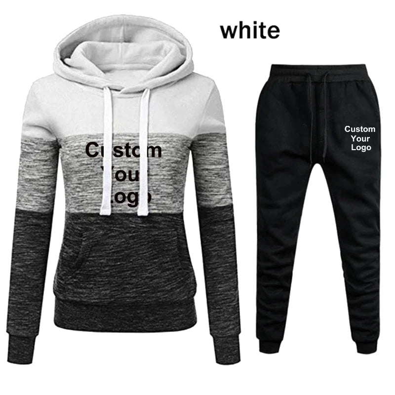 Personalized Women's Jogging Tracksuit: Custom Logo Hoodie & Sweatpants Set