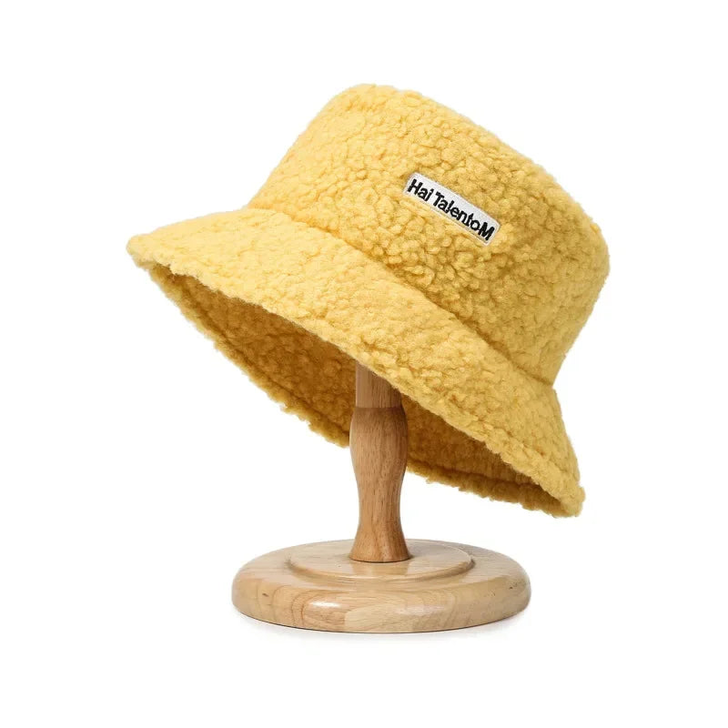 Chic Faux Fur Bucket Hat for Women - Warm Lamb Wool Fisherman Cap for Fall and Winter Activities