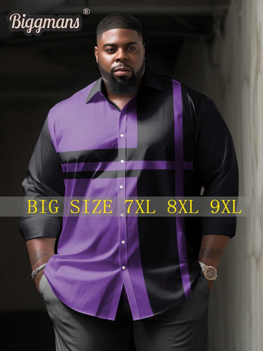 Biggmans Plus Size Purple Business Shirt for Big and Tall Men - Long Sleeve Summer Top in 9XL