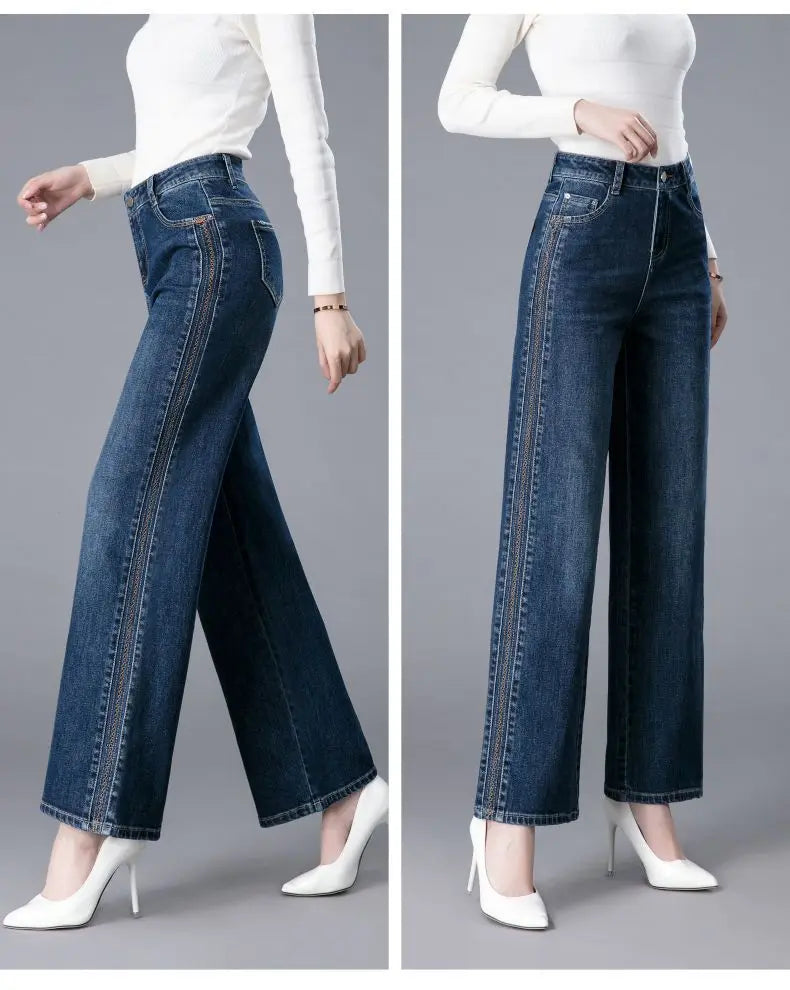 High Waist Stretch Straight Jeans Korean Fashion Streetwear Y2k Jean Women New Trousers Style Women's Clothes 2024 Reviews Many