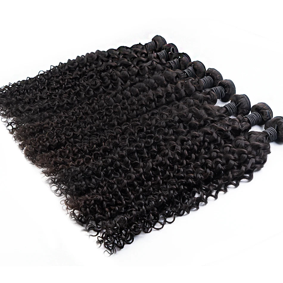 Luxury Indian Remy Curly Wave Hair Bundles - 10-30 Inches Natural Black 100% Human Hair Extensions