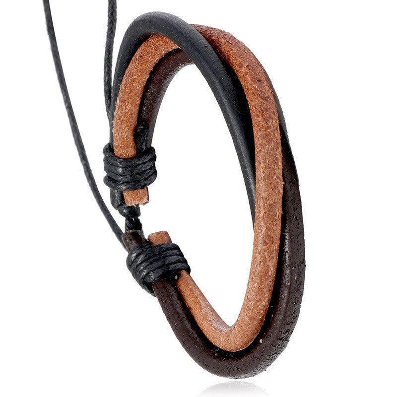 Artisan Crafted Multi-layer Cattle Leather Bracelet for Men