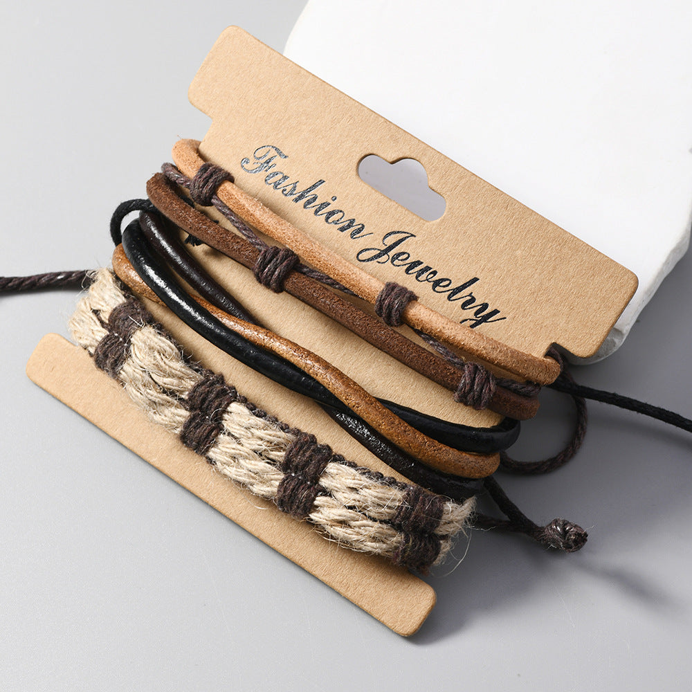 Artisan Crafted Multi-layer Cattle Leather Bracelet for Men