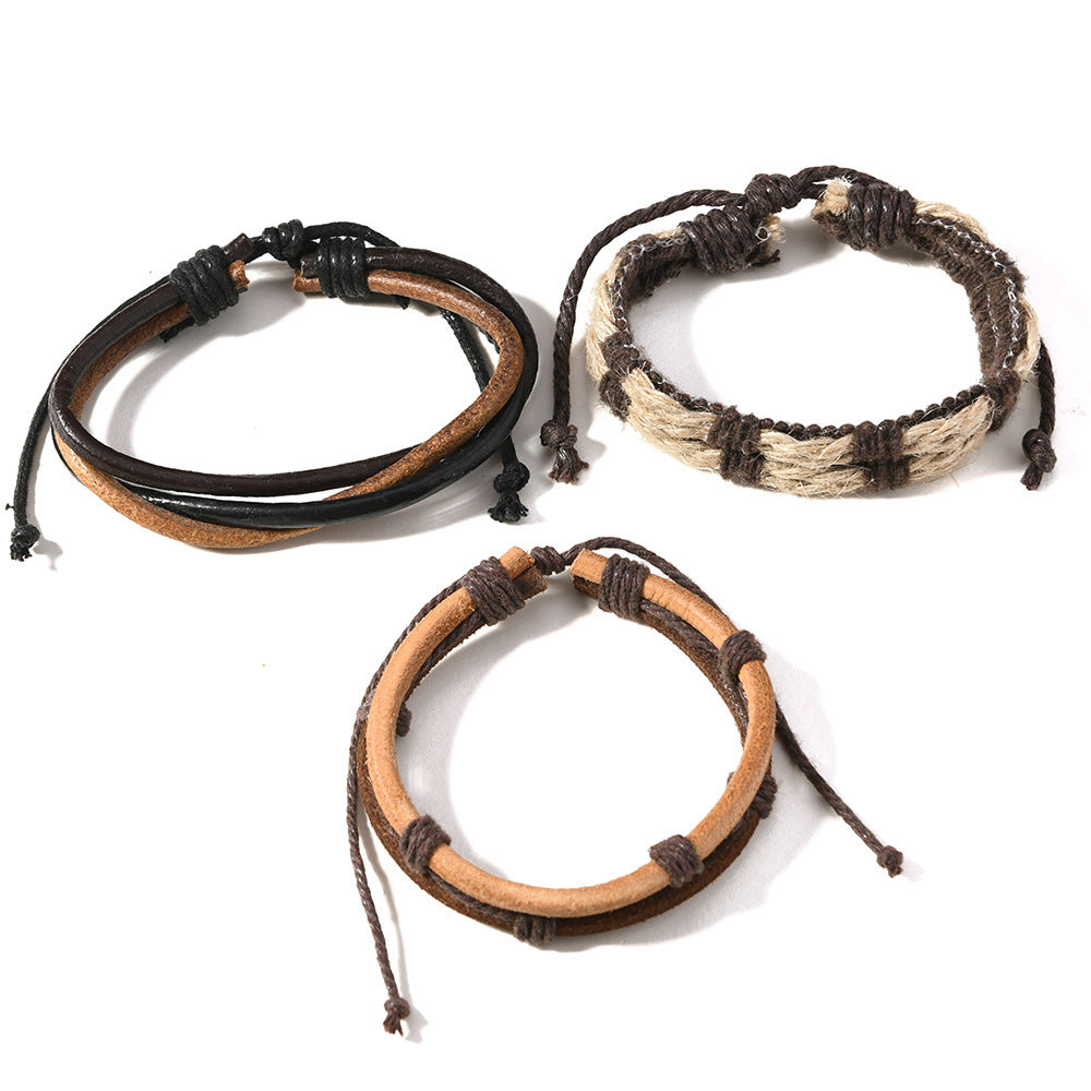 Artisan Crafted Multi-layer Cattle Leather Bracelet for Men