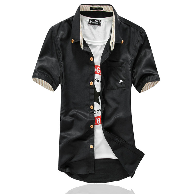 Modern Korean-Style Embroidered Men’s Dress Shirts