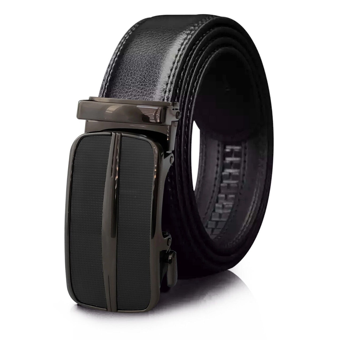 Premium Adjustable Microfiber Leather Ratchet Belt for Men with Slide Buckle